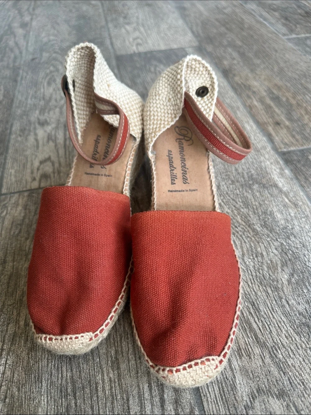 Ramoneiras Handmade in Spain Canvas Wedge Espadrilles Burnt Orange Size 37